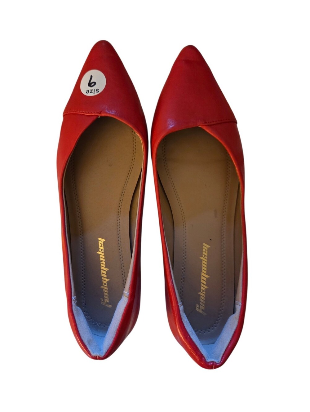 Funky Monkey Red Pointed Toe Flats Shoes Y2K 90's Size 9